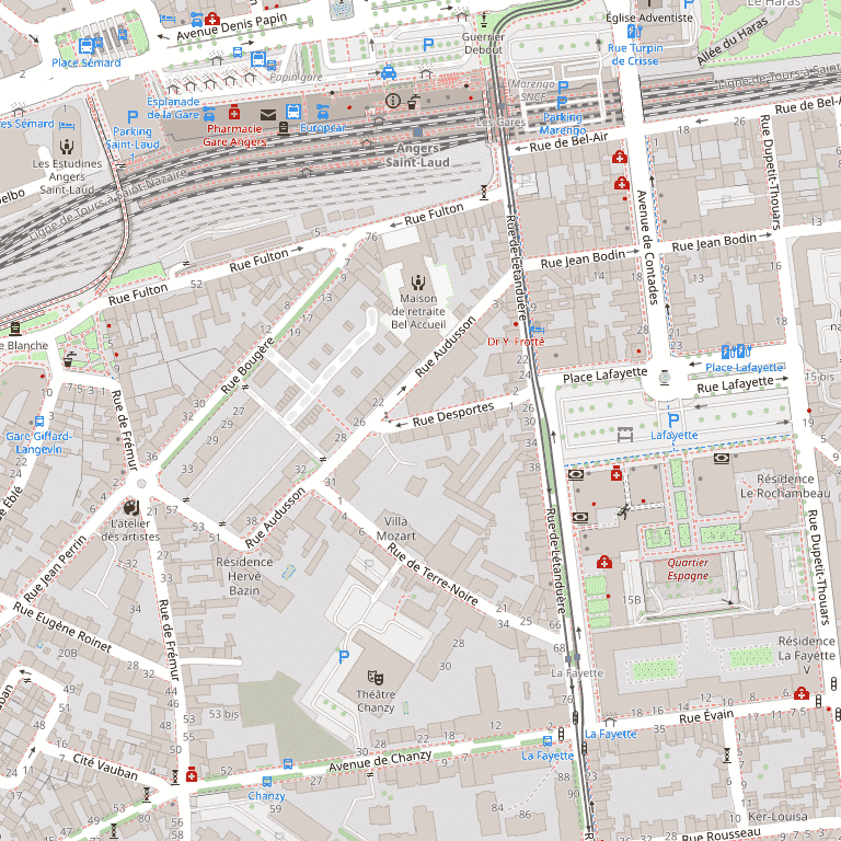 Carte indiquant l'emplacement du cabinet au 34 rue Audusson, 49000 Angers